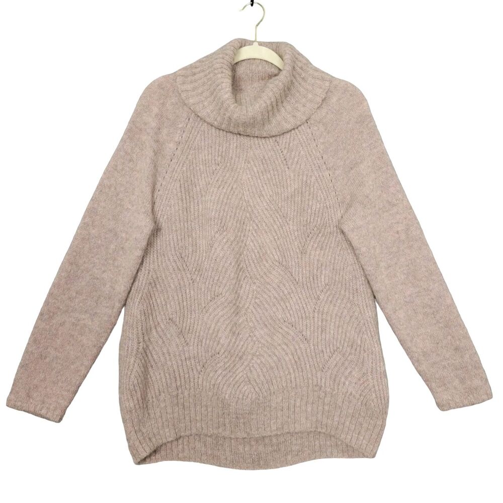 REBECCA TAYLOR Pink Italian Alpaca Mohair Turtleneck Sweater SIZE LARGE